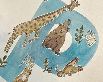 Personalised name print created as an original, name art, new baby gift, initial, custom, letter art, first name.