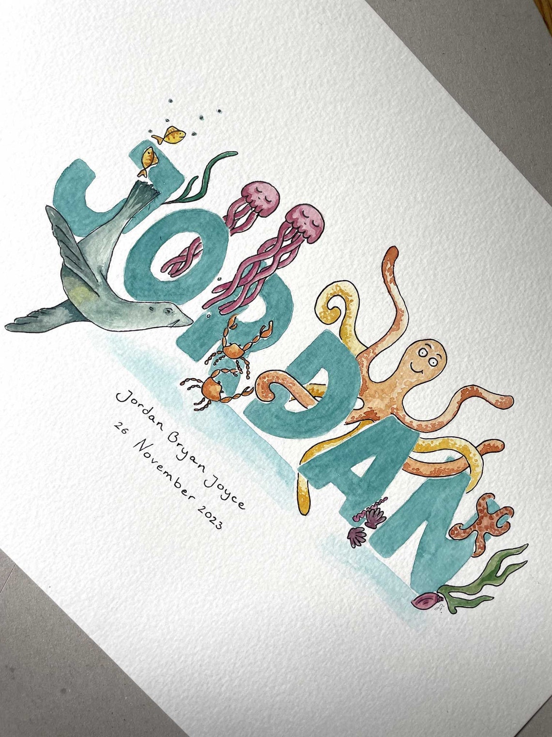 Personalised Name Print Created as an Original, Name Art, New Baby Gift ...