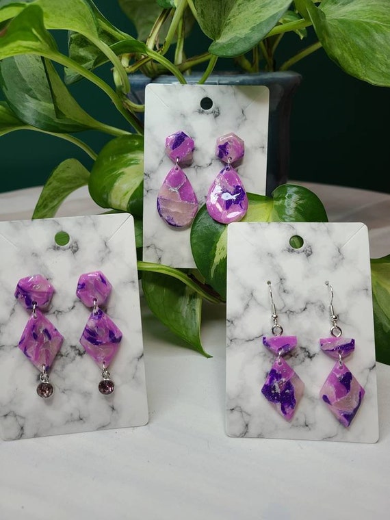 Amethyst Crystal Earrings with Accent Beads, Hypo-Allergenic Earring W
