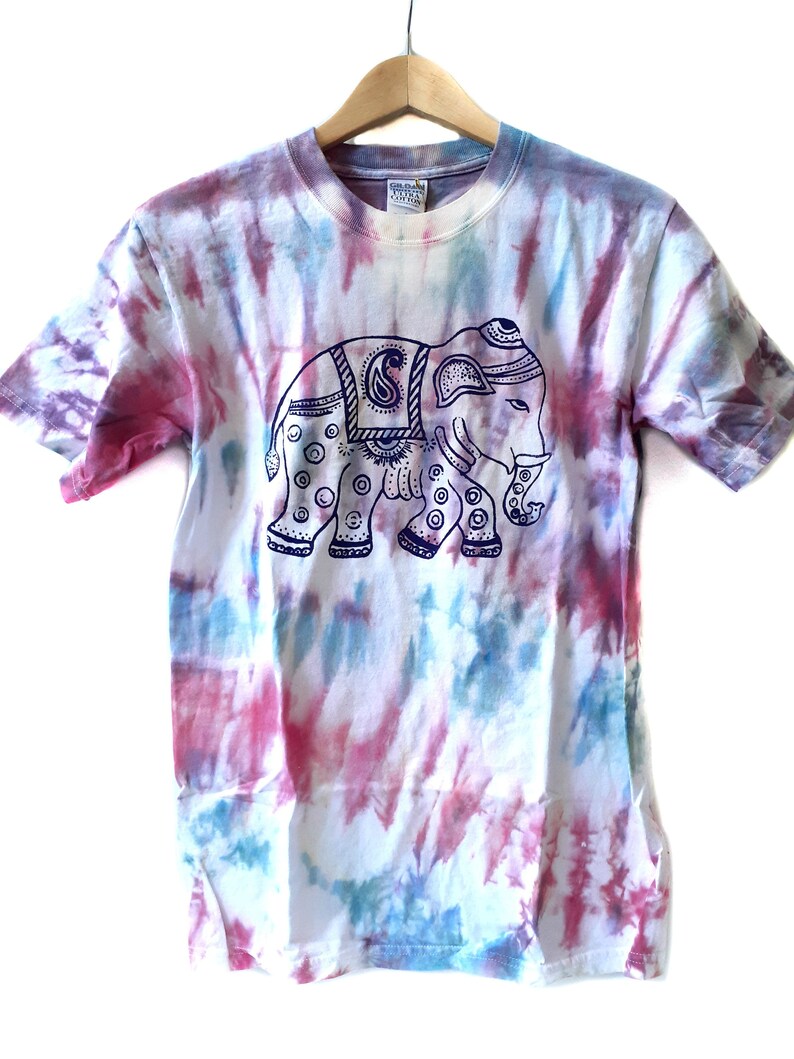 SMALL Tie Dye Elephant T Shirt Screen Print Shirt Etsy