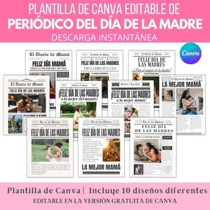 Plantillas Periódico Día de las Madres – Editable en Canva GRATIS | Tamaño Carta y Tabloide | Descargable Digital