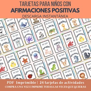 Positive Affirmationen für Kinder | Druckbares PDF mit süßen Tieren | Emotionale Erziehung von Kindern