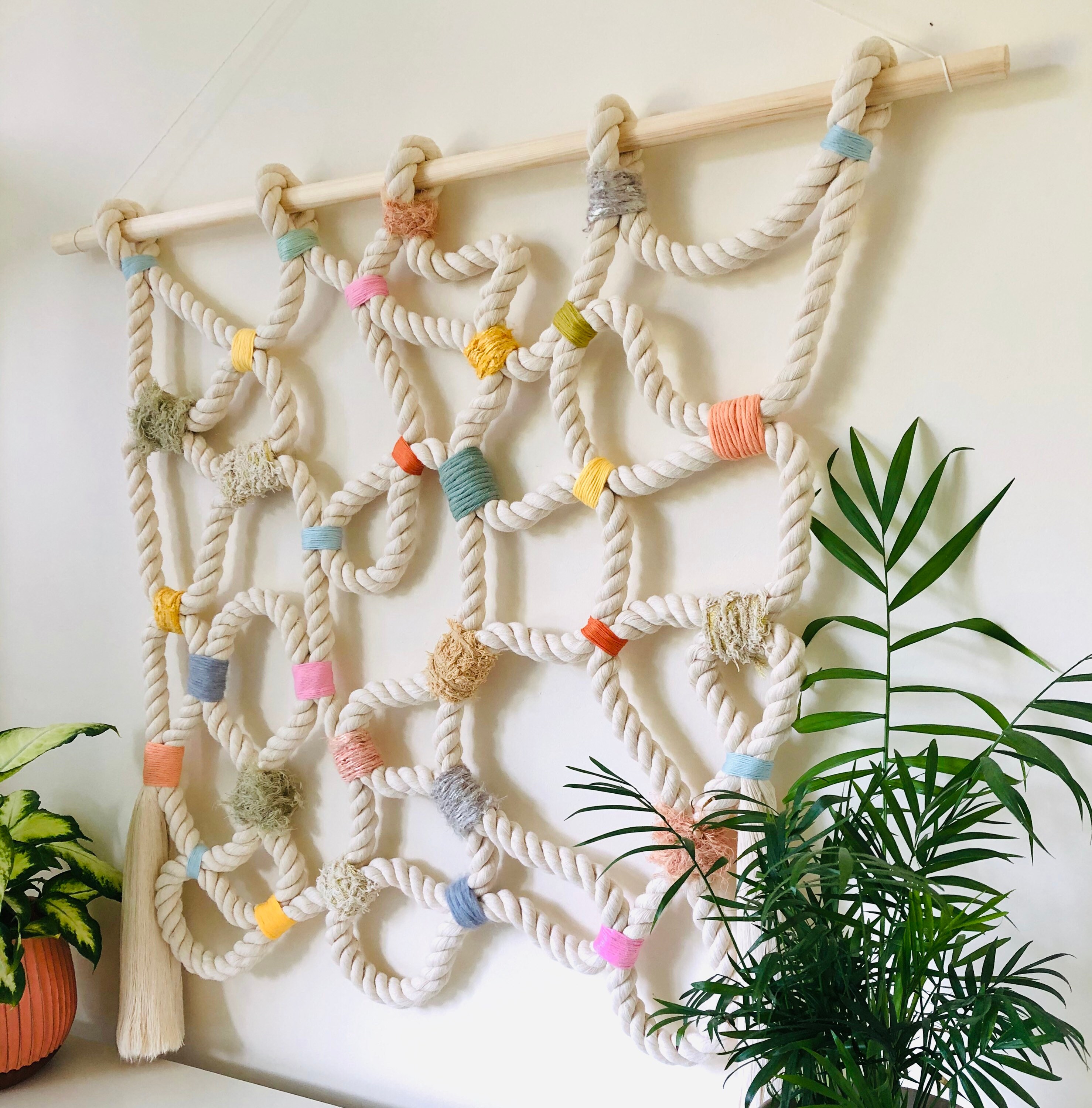 Colgante de pared colgante de pared tejida pared de cuerda | Etsy