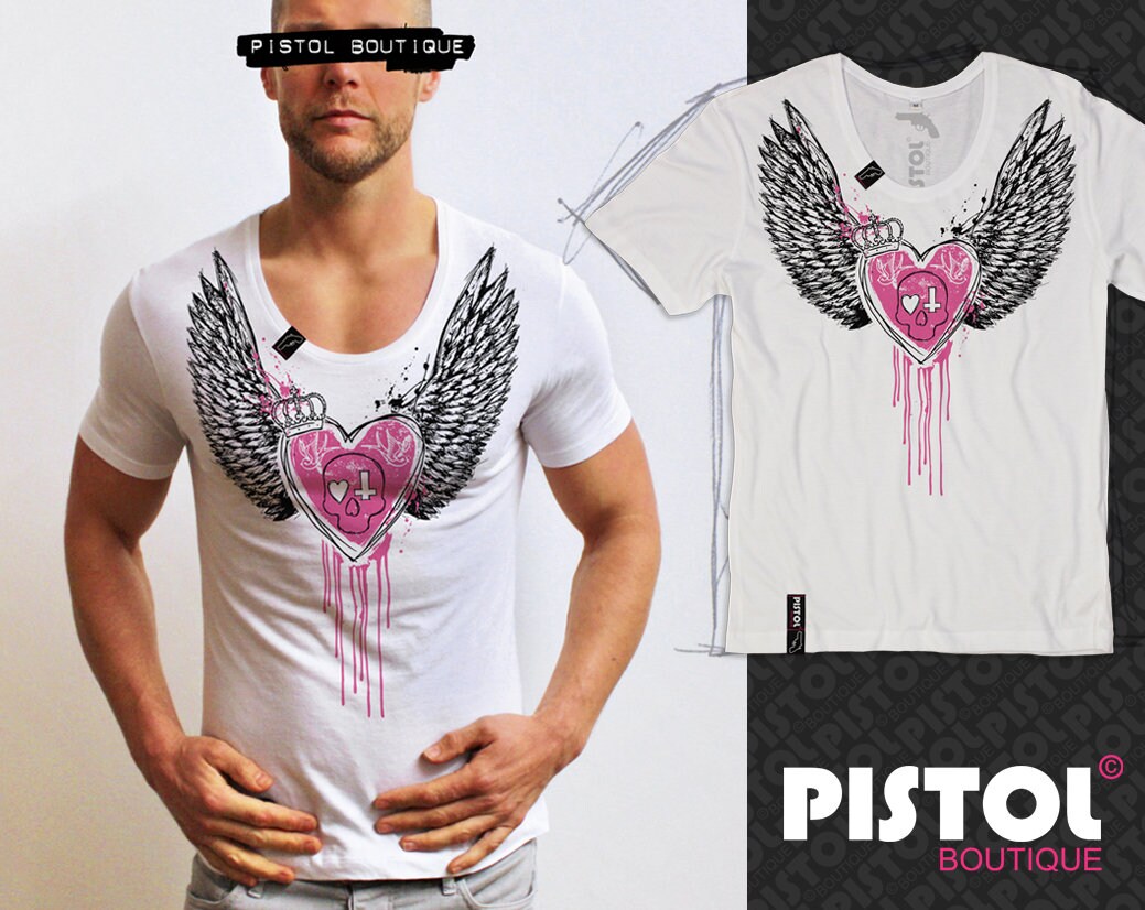 Pistol Boutique mens White Scoop neck ROSES SKULL CROSS Flowers fashion tshirt Pistol Boutique mens White Scoop neck ROSES SKULL CROSS Flowers fashion tshirt