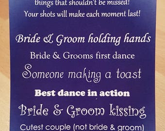 I Spy Wedding Camera Cards - Tall - NaVY Blue KP032 NB/WT