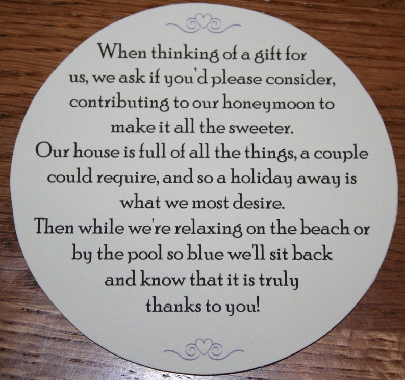 100 Money Request Poems For Wedding Invitations Square Honeymoon Black on White
