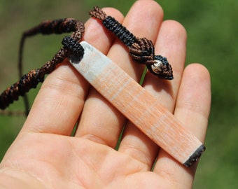 HUGE Orange Barite,Australian Celestobaryte Pendant Necklacebeachy beach jewelry, summer jewelry, surfer necklace