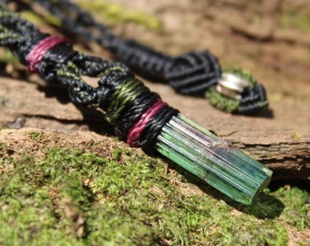 WATERMELOEN TOERMALIJN Ketting, toermalijn sieraden, roze groene toermalijn, Elfen edelsteen hanger, oktober geboortesteen, Crystal Healing sieraden