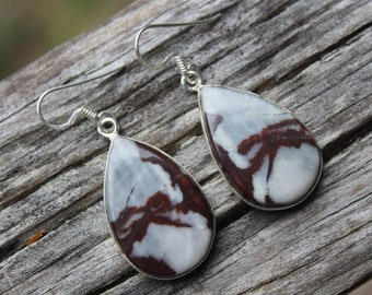 Australian outback Jasper Silver Earrings, Australian handmade unique crsytal healing jewelry, natural  brown gemstone cool earrings