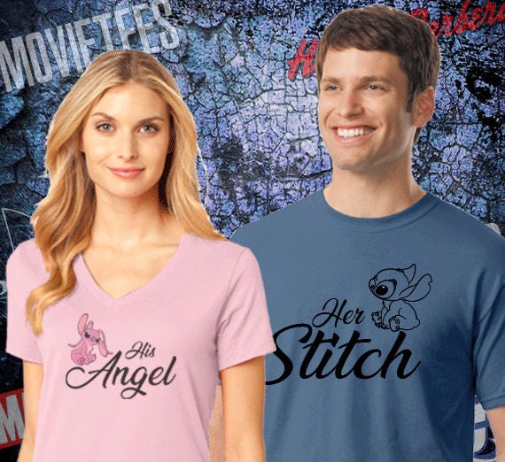 stitch and angel couple shirt