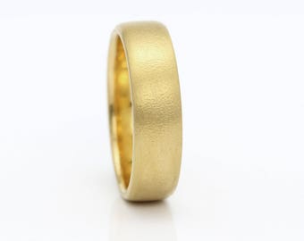 6mm Sandblasted 9ct Yellow Gold Wedding Ring