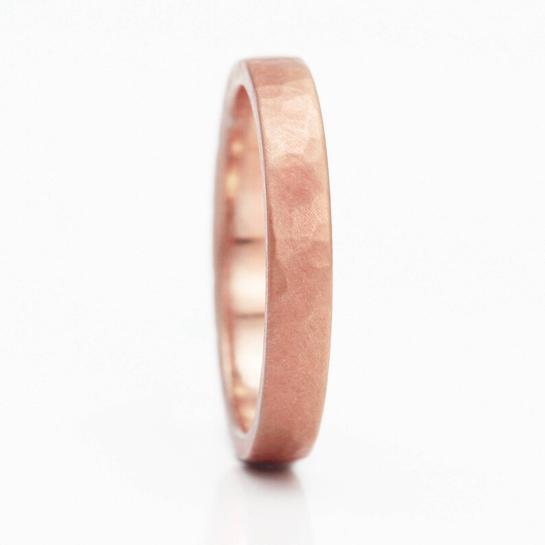 3mm 9ct Rose Gold Hammered Wedding Ring image 2