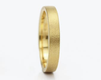 3mm 9ct Yellow Gold Flat Frosted Wedding Ring