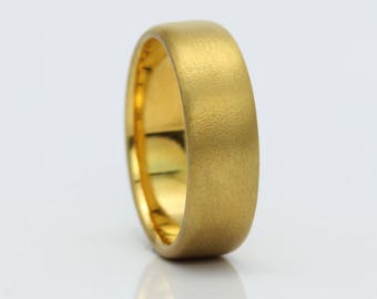 8mm 9ct Yellow Gold Sandblasted Wedding Ring