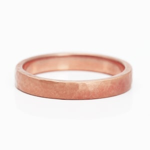 3mm 9ct Rose Gold Hammered Wedding Ring image 1