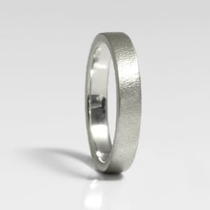 3mm Flat Frosted Platinum Wedding Ring image 2