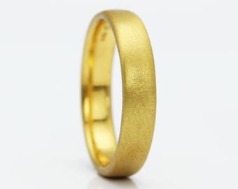 5mm 9ct Yellow Gold Court Frosted Wedding Ring