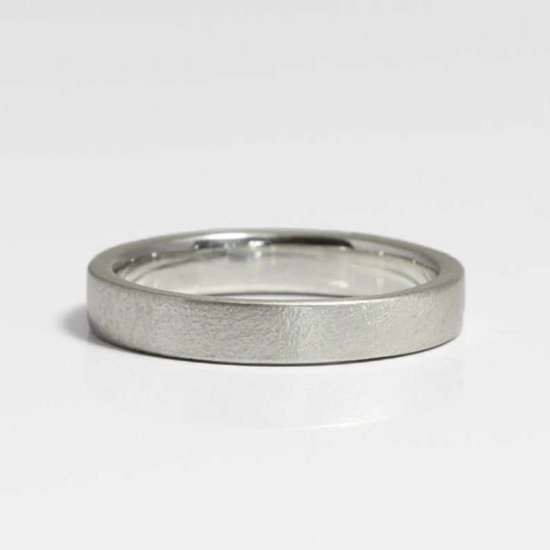 3mm Flat Frosted Platinum Wedding Ring image 1