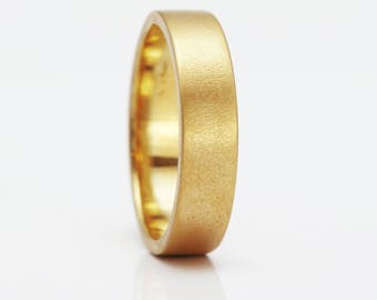 6mm 18ct Yellow Gold Flat Frosted Wedding Ring