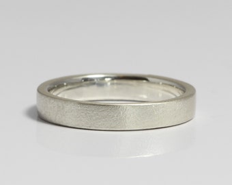 3mm Flat Frosted Silver Wedding Ring