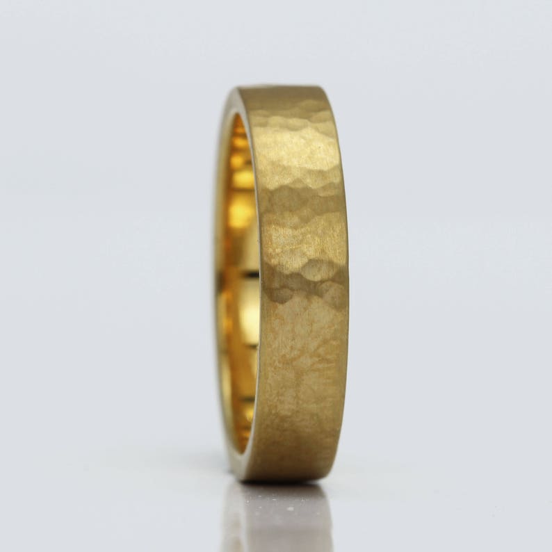 5mm 9ct Yellow Gold Hammered Wedding Ring image 1