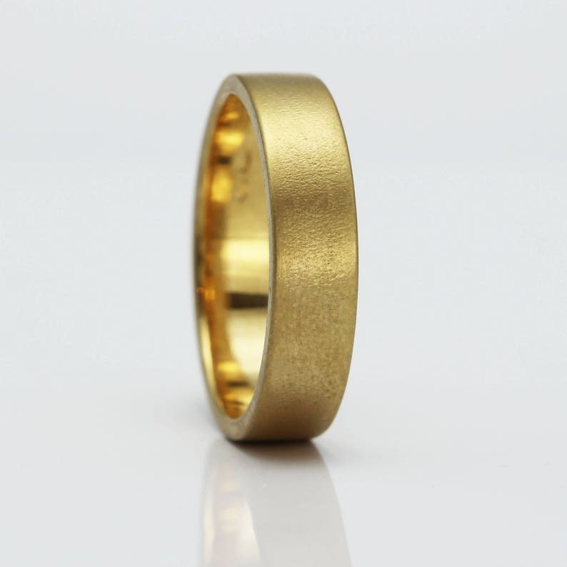 6mm Frosted Flat 9ct Yellow Gold Wedding Ring image 1