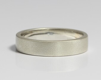 5mm Frosted Flat Silver Wedding Ring