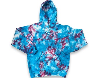 Pink and Blue Tie Dye Hoodie Splash Colors