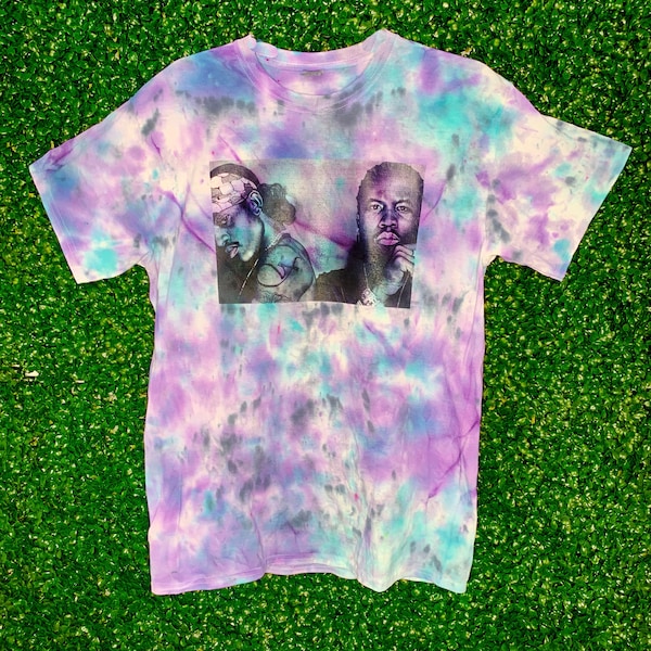 Outkast Tshirt Tie Dye Purple Lavender Teal Black Multicolor