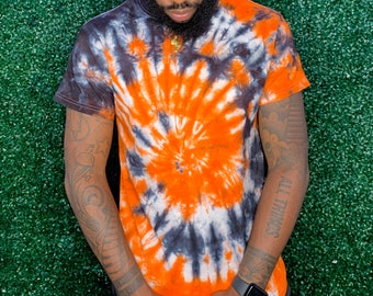 Black and orange tie dye shirt sales