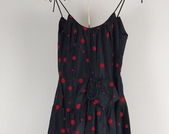 Black & Red Polkadot Apocalypse Handmade Distressed Cocktail Dress