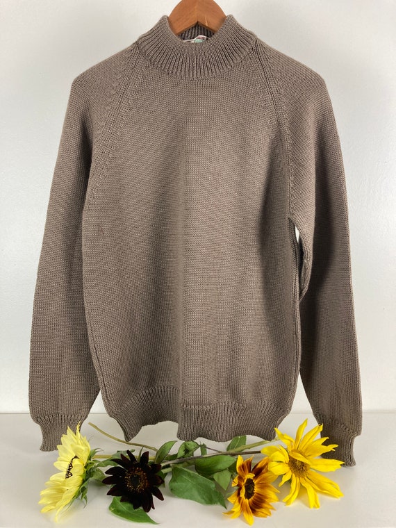 Pull vintage en laine Shetland couleur champignon fabrication italienne Etsy France
