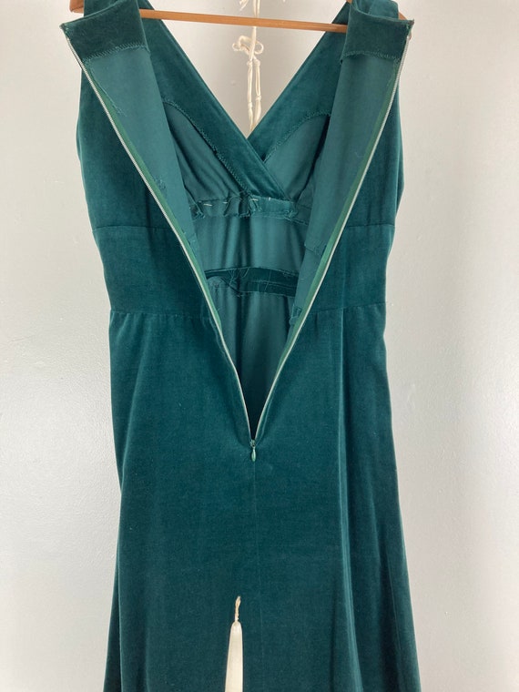 Spruce Green Vintage Handmade Velvet Formal Dress - image 4