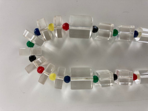 Clear Plastic Barrel & Colorful Bead Vintage Neck… - image 2