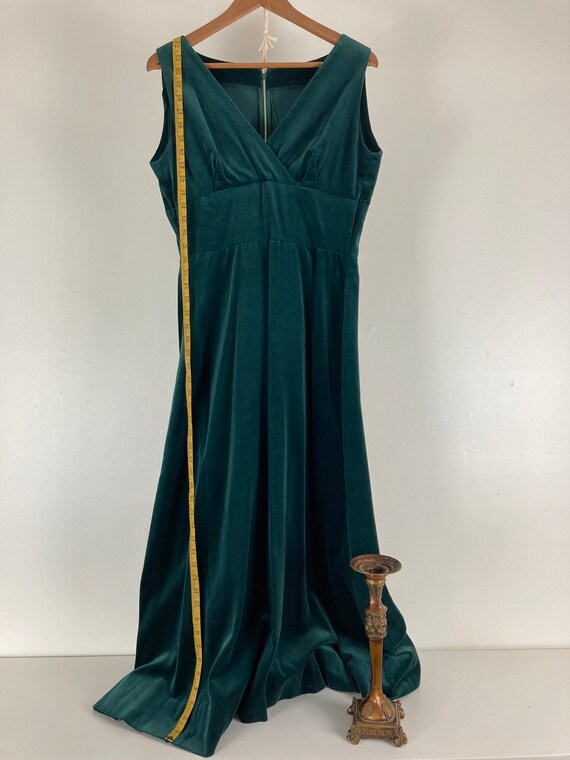 Spruce Green Vintage Handmade Velvet Formal Dress - image 6