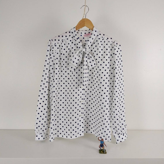 White & Navy Polkadot Lady Pirate Lady Holiday Vi… - image 1