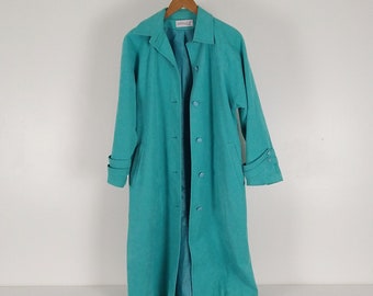 Flashy Teal Ultra Suede Vintage Ladies Raincoat