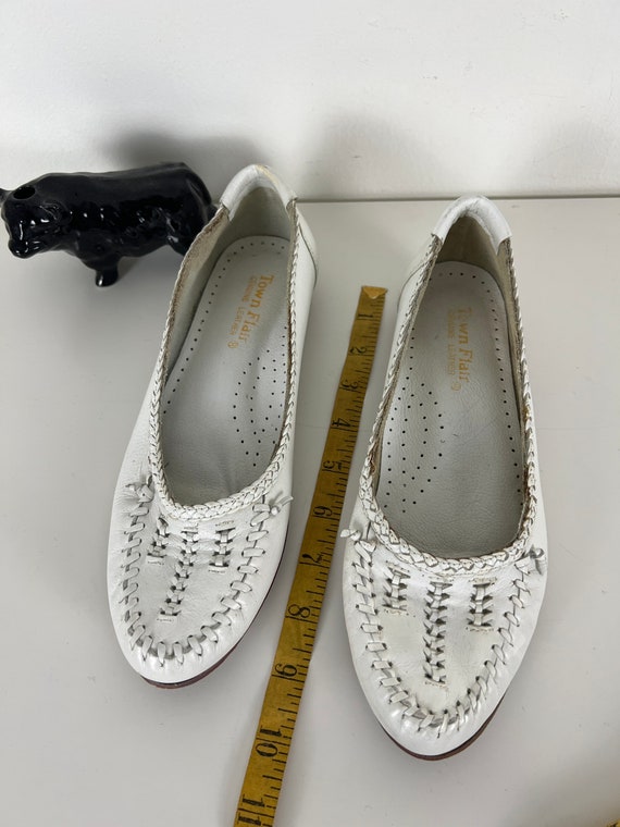 Summery Braided Vintage White Leather Slip-On Lad… - image 2