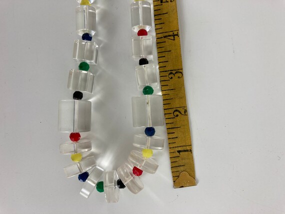 Clear Plastic Barrel & Colorful Bead Vintage Neck… - image 5