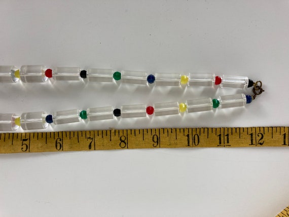 Clear Plastic Barrel & Colorful Bead Vintage Neck… - image 4