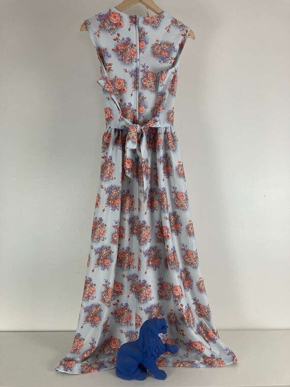 Cornflower Blue 1970's Vintage Rose Print Dress - image 2