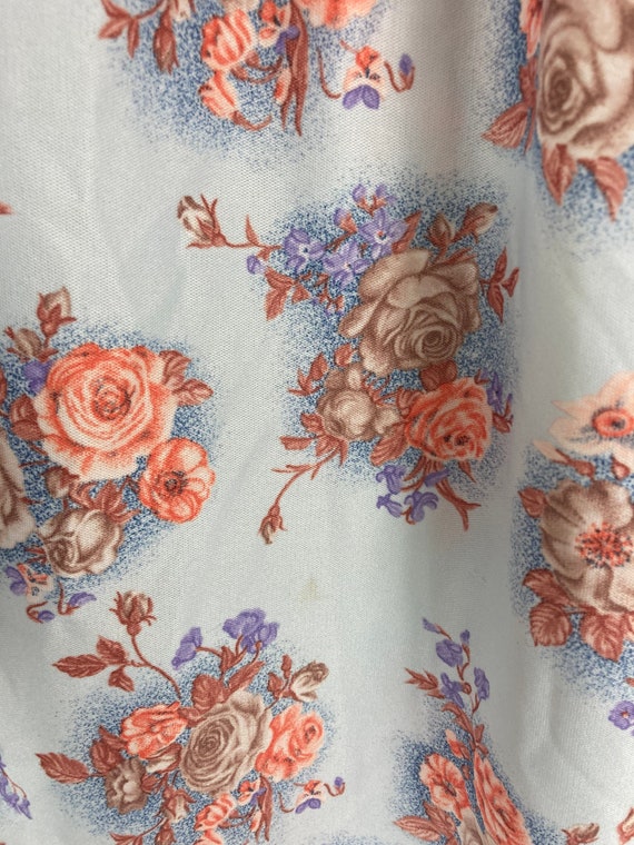 Cornflower Blue 1970's Vintage Rose Print Dress - image 4