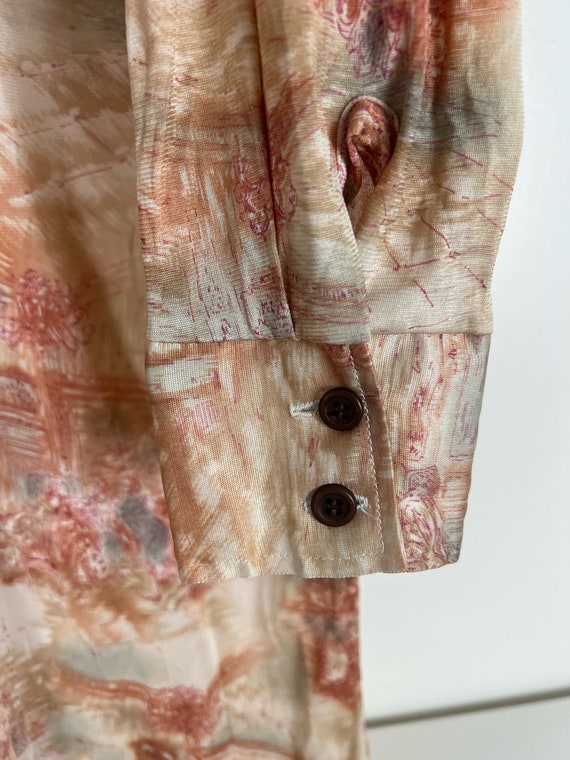 Sandy Peach Toile Print Vintage Men's Button Up S… - image 6