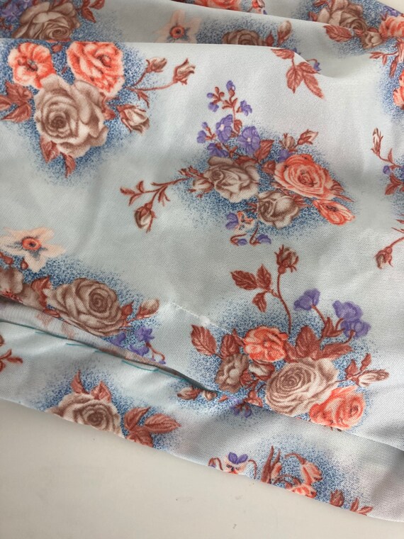 Cornflower Blue 1970's Vintage Rose Print Dress - image 6