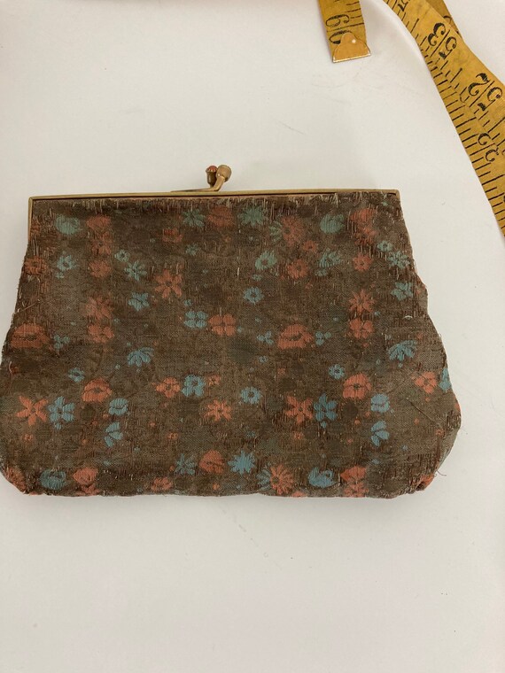 Vintage French Coin Purse with Floral Metallic Fa… - image 8