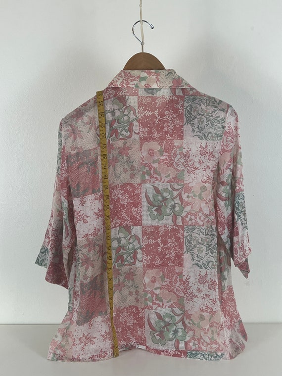 Pink & Green Floral Patchwork Print Vintage Tunic… - image 2