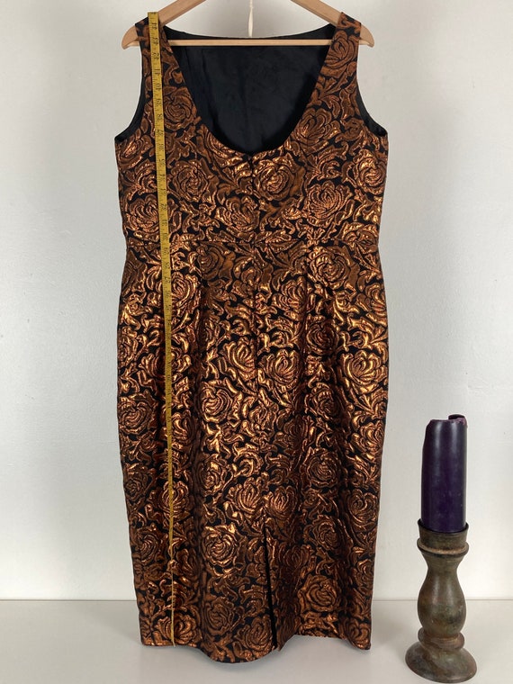 Copper & Black Rose Vintage Inspired Wiggle Dress - image 2