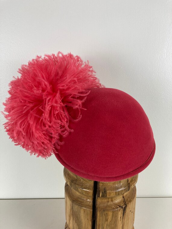 Pink Wool & Ostrich 1920's Inspired Hat Fascinator - image 3