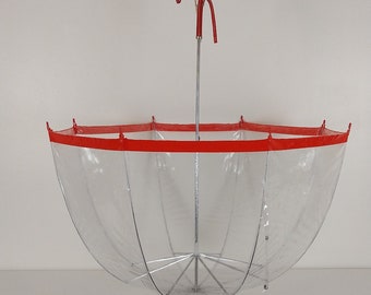 Red Striped Edge Clear Vintage Bubble Umbrella