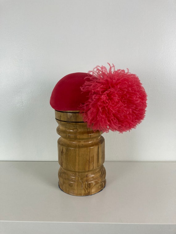 Pink Wool & Ostrich 1920's Inspired Hat Fascinator - image 2